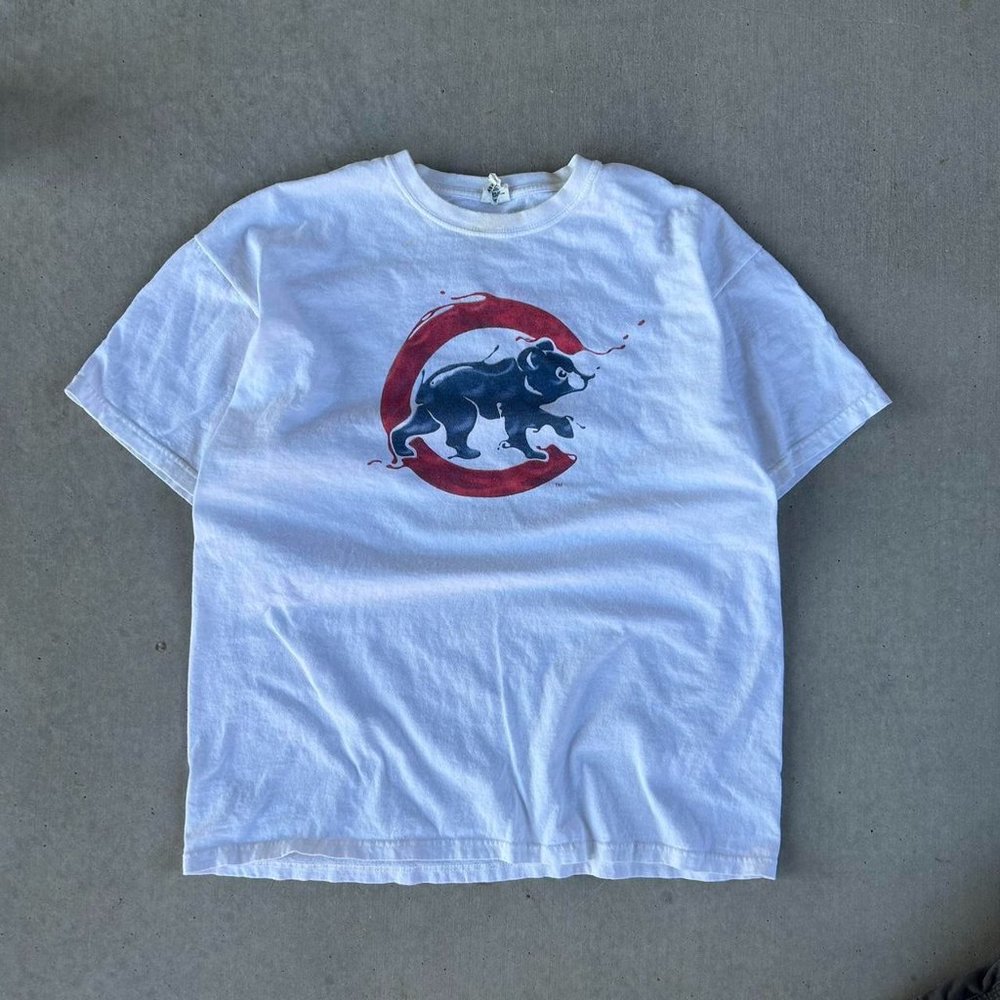 Men's White and Blue T-shirt